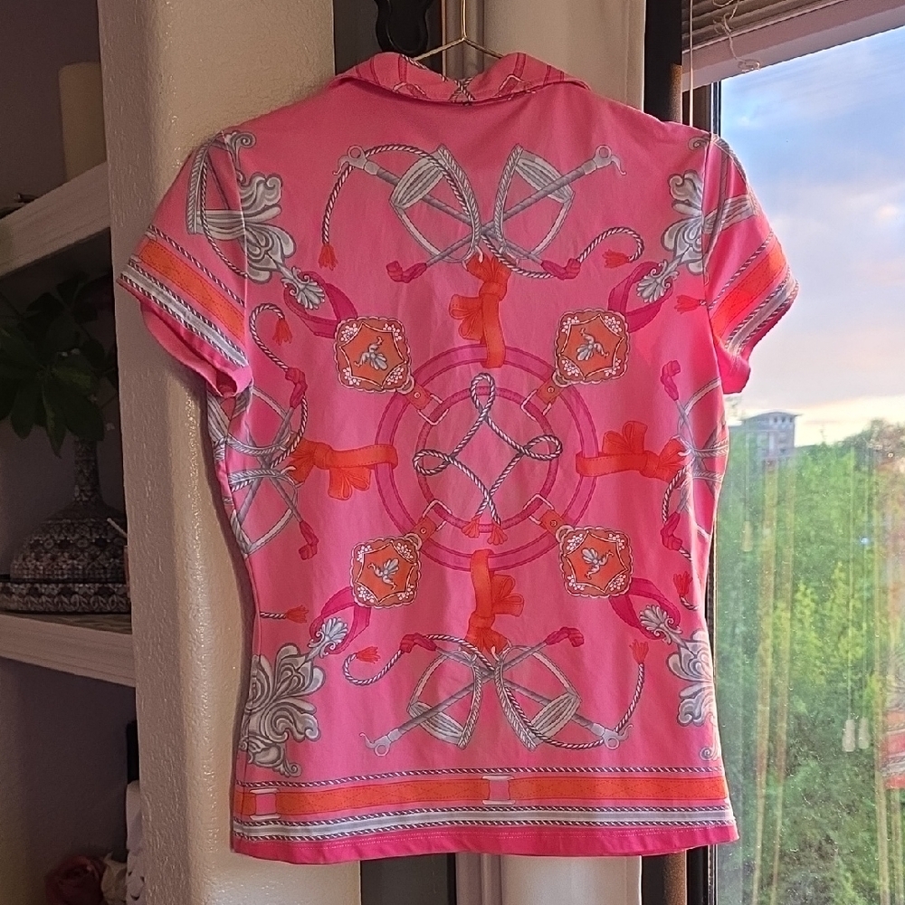 J. Mclaughlin Pink Pull Over Button Pink Equestri… - image 3